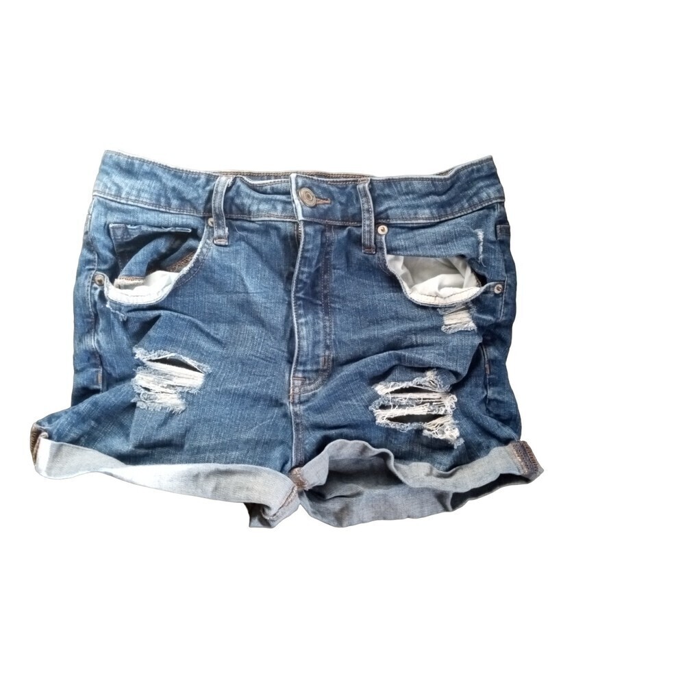 Aeropostale super high rise midi distressed jean shorts
